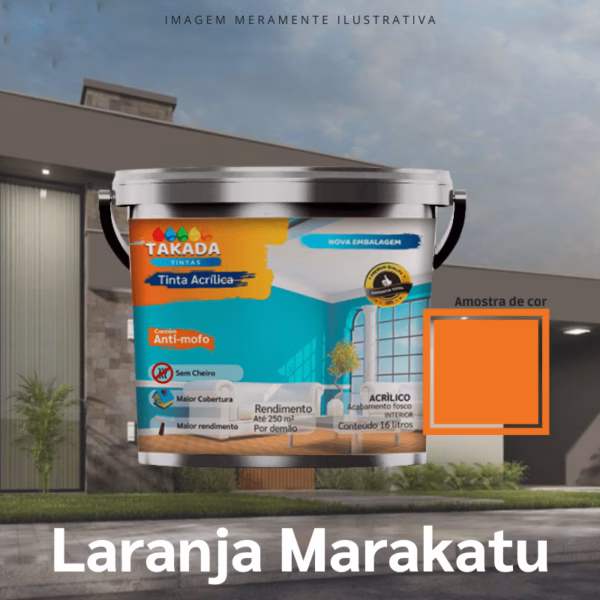 Tinta acrílica Takada Tintas 3,6 Litros Laranja Marakatu