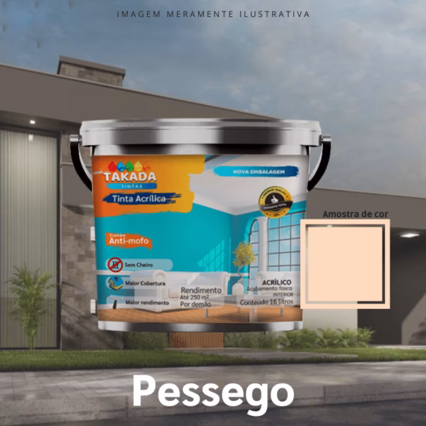 Tinta acrílica Takada Tintas 3,6 Litros Pêssego