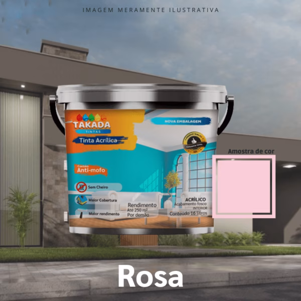 Tinta acrílica Takada Tintas 3,6 Litros Rosa