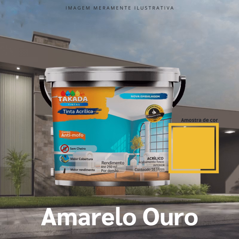 Tinta acrílica Takada Tintas 3,6 Litros Amarelo Ouro