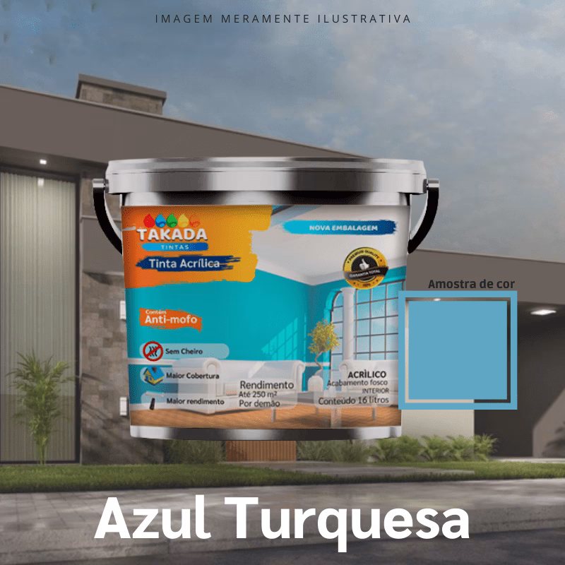Tinta acrílica Takada Tintas 3,6 Litros Azul Turquesa