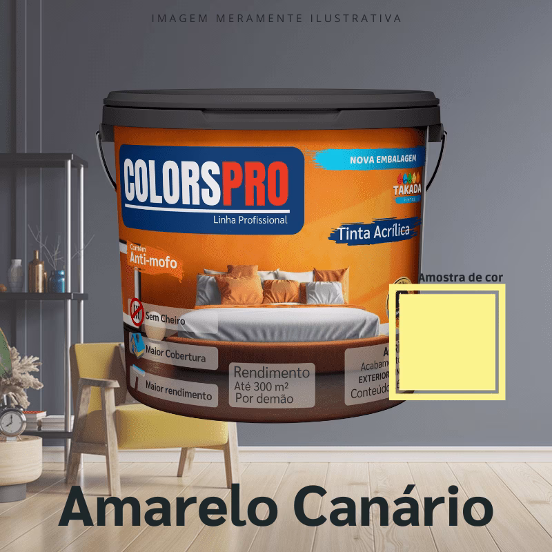 Tinta Acrílica Amarelo Canário Exterior x Interior 18 litros